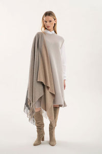 PUROTATTO WOOL BLEND SHAWL - TAUPE/GREY