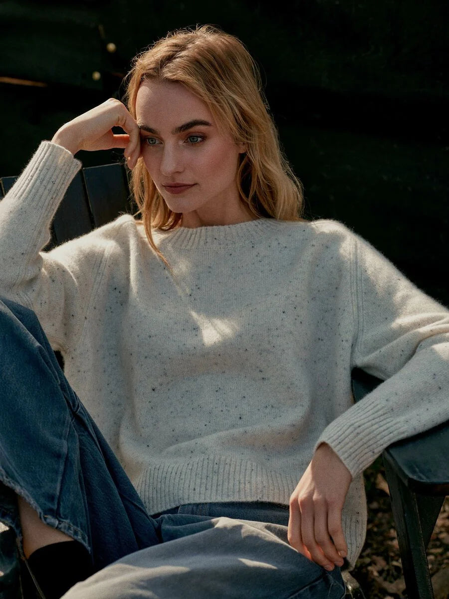 REPEAT SPECKLED CASHMERE SWEATER - SNOW