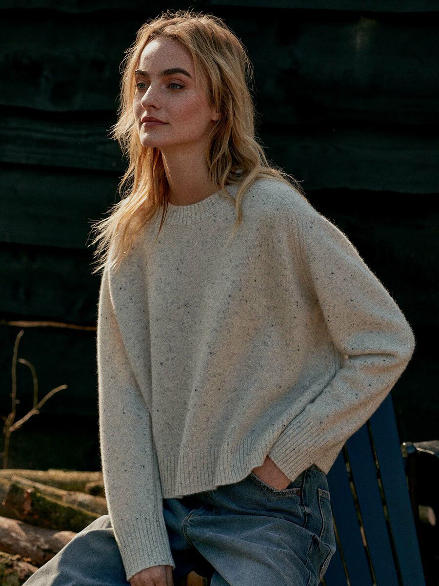 REPEAT SPECKLED CASHMERE SWEATER - SNOW