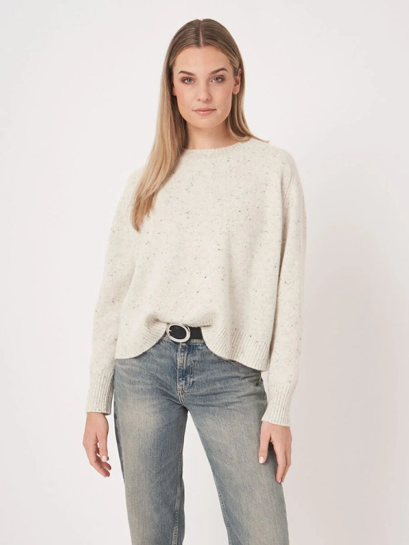 REPEAT SPECKLED CASHMERE SWEATER - SNOW