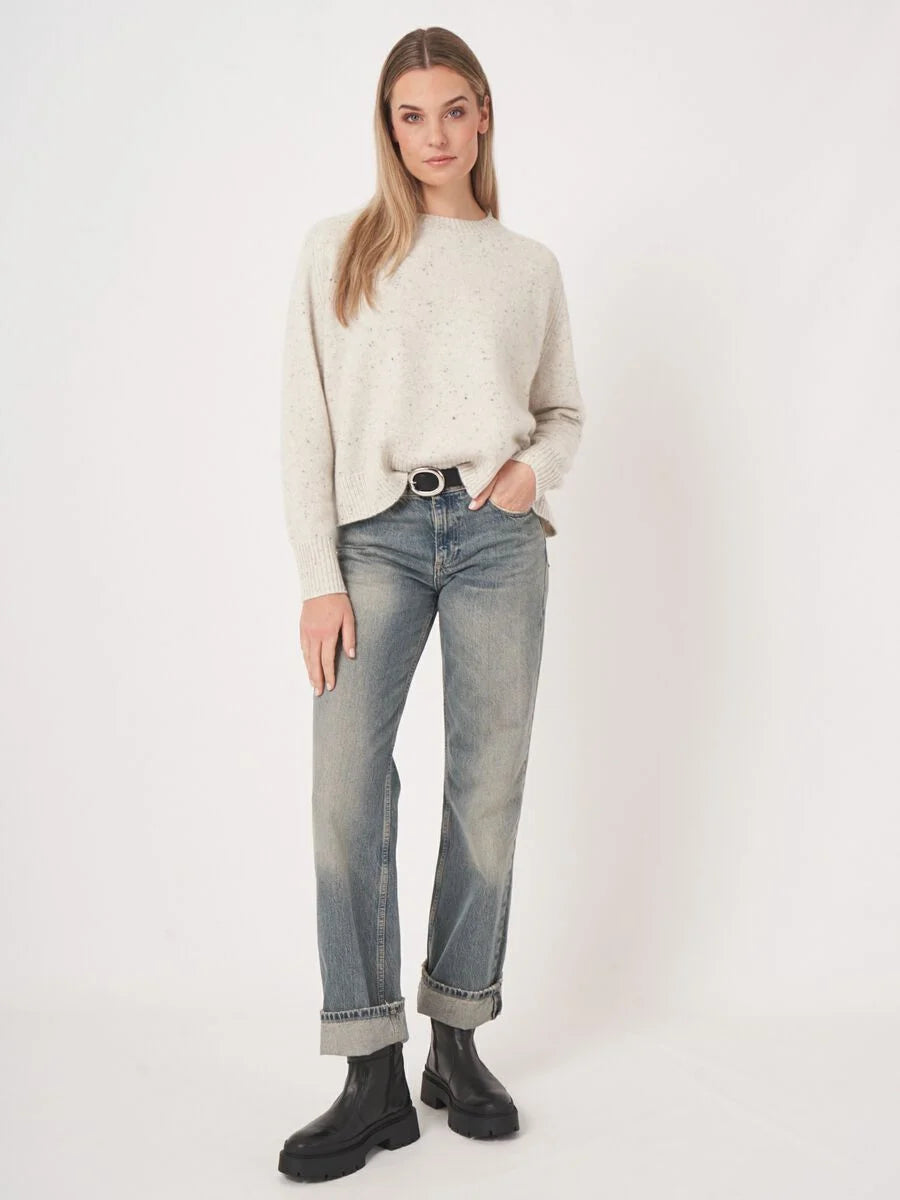 REPEAT SPECKLED CASHMERE SWEATER - SNOW