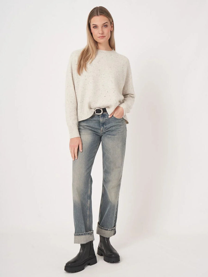 REPEAT SPECKLED CASHMERE SWEATER - SNOW