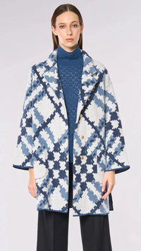 BRUNO MANETTI PATTERNED COAT - NAVY