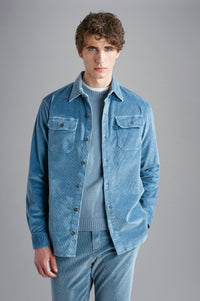 PAUL & SHARK MEN'S OVERSHIRT - STEEL BLUE CORDUROY