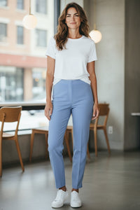 ESTELLE AND FINN FRONT ZIP ANKLE PANT - CORNFLOWER BLUE