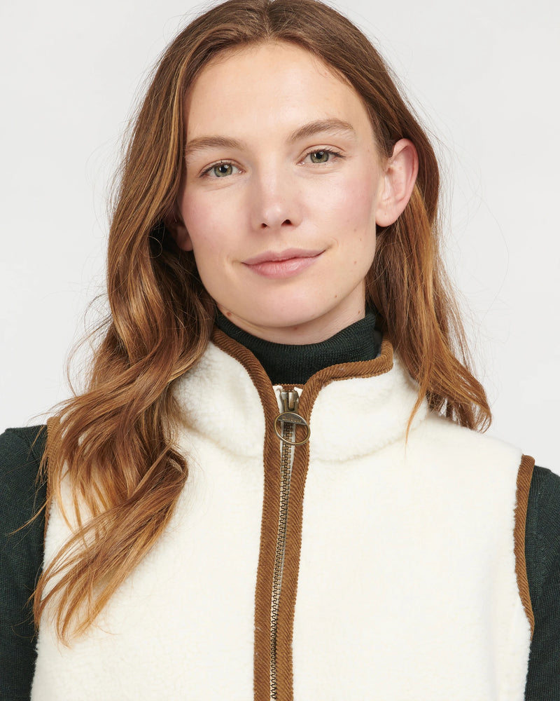 BARBOUR BURFORD WOMEN'S FLEECE VEST - WINTER PEARL/CLASSIC