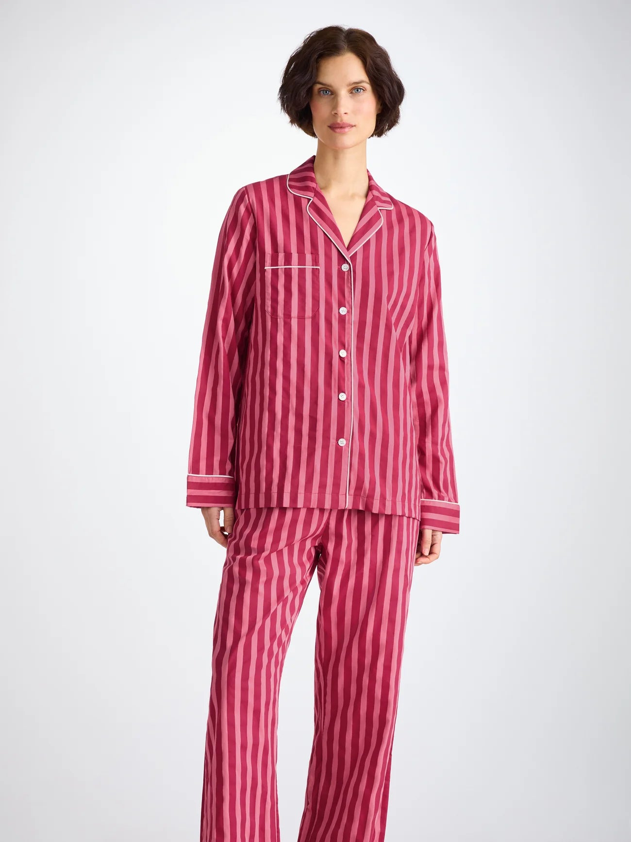 DEREK ROSE WOMEN'S PAJAMA SET - CAPRI 25 COTTON BATISTE PINK