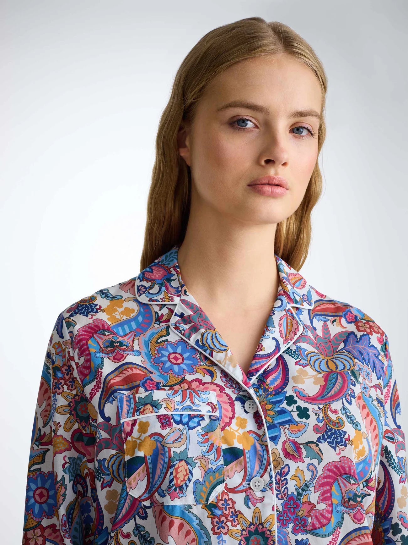 DEREK ROSE WOMEN'S PAJAMA SET - COTTON BATISTE MULTI JUNGLE PAISLEY PRINT