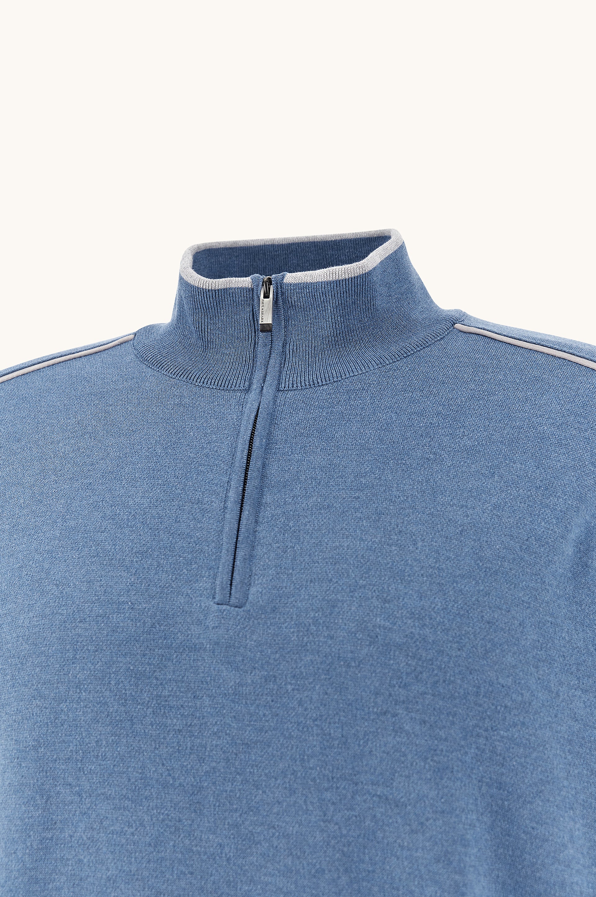 PAUL & SHARK MEN'S COTTON/SILK HALF ZIP SWEATER - COLONIAL BLUE