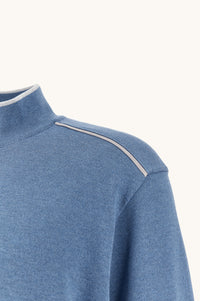 PAUL & SHARK MEN'S COTTON/SILK HALF ZIP SWEATER - COLONIAL BLUE