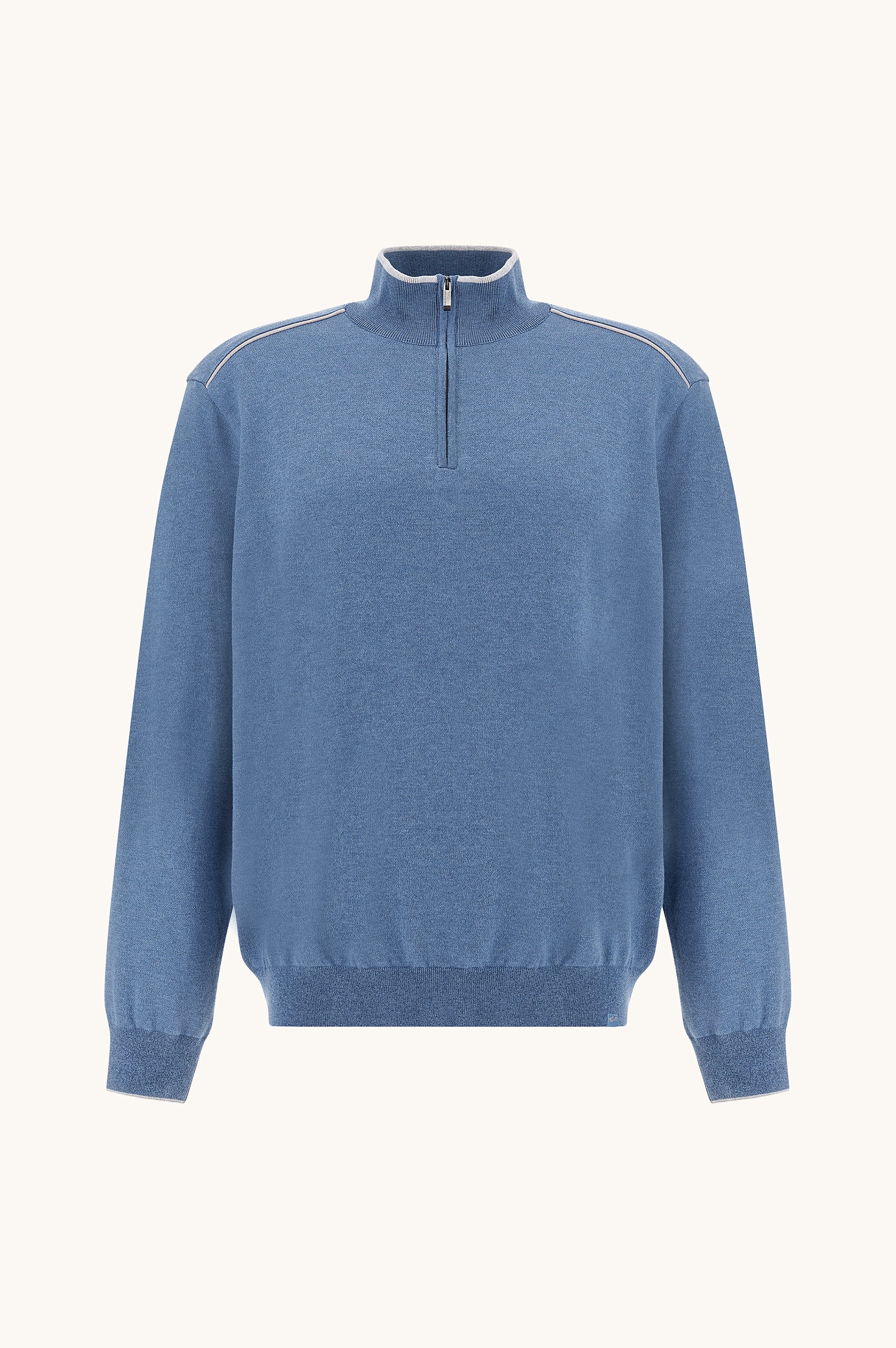 PAUL & SHARK MEN'S COTTON/SILK HALF ZIP SWEATER - COLONIAL BLUE