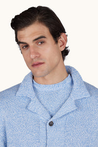 PAUL & SHARK MEN'S RIVIERA FEATHER CREW CARDIGAN - LIGHT BLUE MARL