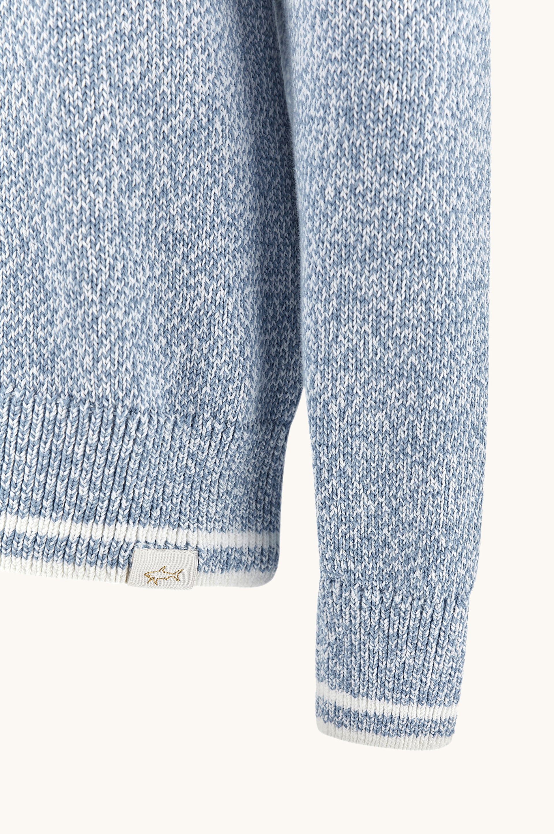 PAUL & SHARK MEN'S RIVIERA FEATHER CREW CARDIGAN - LIGHT BLUE MARL