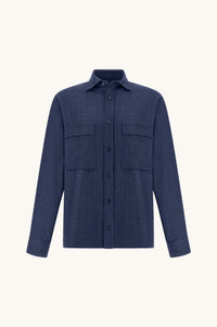 PAUL & SHARK MEN'S LORO PIANA JERSEY OVERSHIRT JACKET - DENIM
