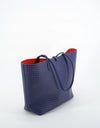 REMI/REID DEPARTURE PERFORATED SQUARE REVERSIBLE TOTE BAG - ROYAL BLUE/CORAL