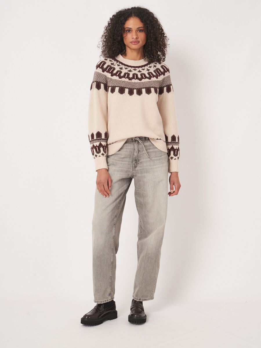 REPEAT MERINO FAIRISLE SWEATER - NATURAL