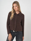 REPEAT WOOL CARDIGAN - DARK BROWN