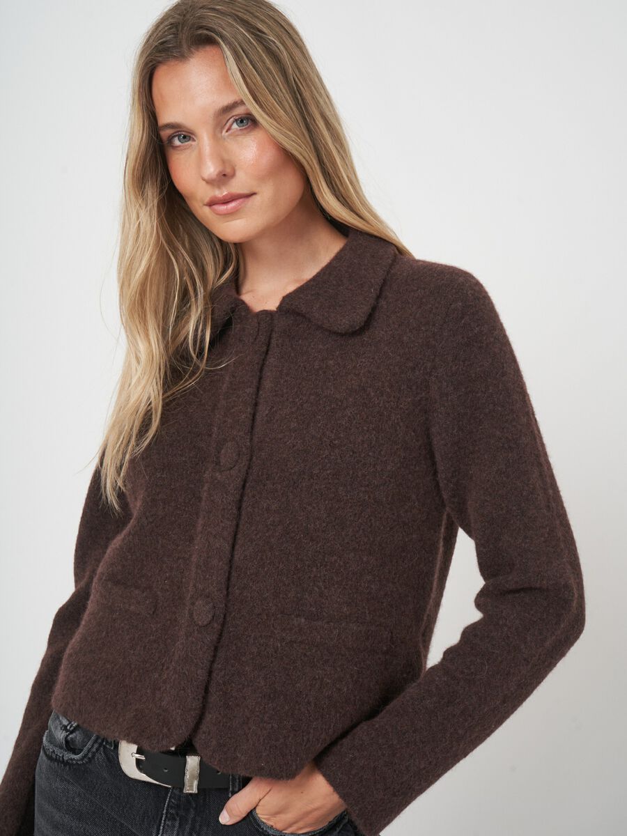 REPEAT WOOL CARDIGAN - DARK BROWN
