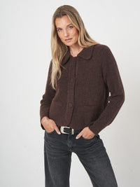 REPEAT WOOL CARDIGAN - DARK BROWN