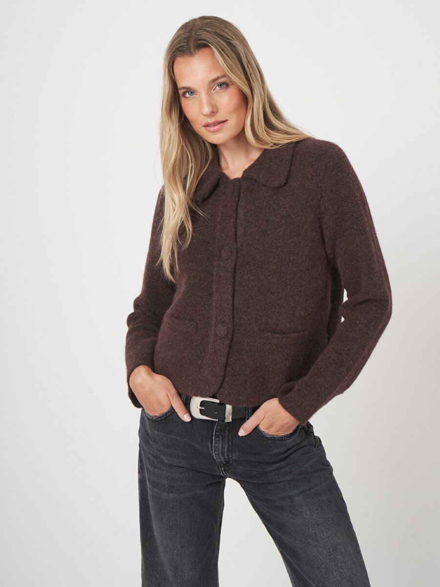 REPEAT WOOL CARDIGAN - DARK BROWN