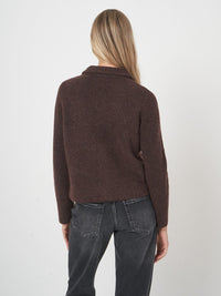 REPEAT WOOL CARDIGAN - DARK BROWN