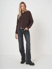 REPEAT WOOL CARDIGAN - DARK BROWN
