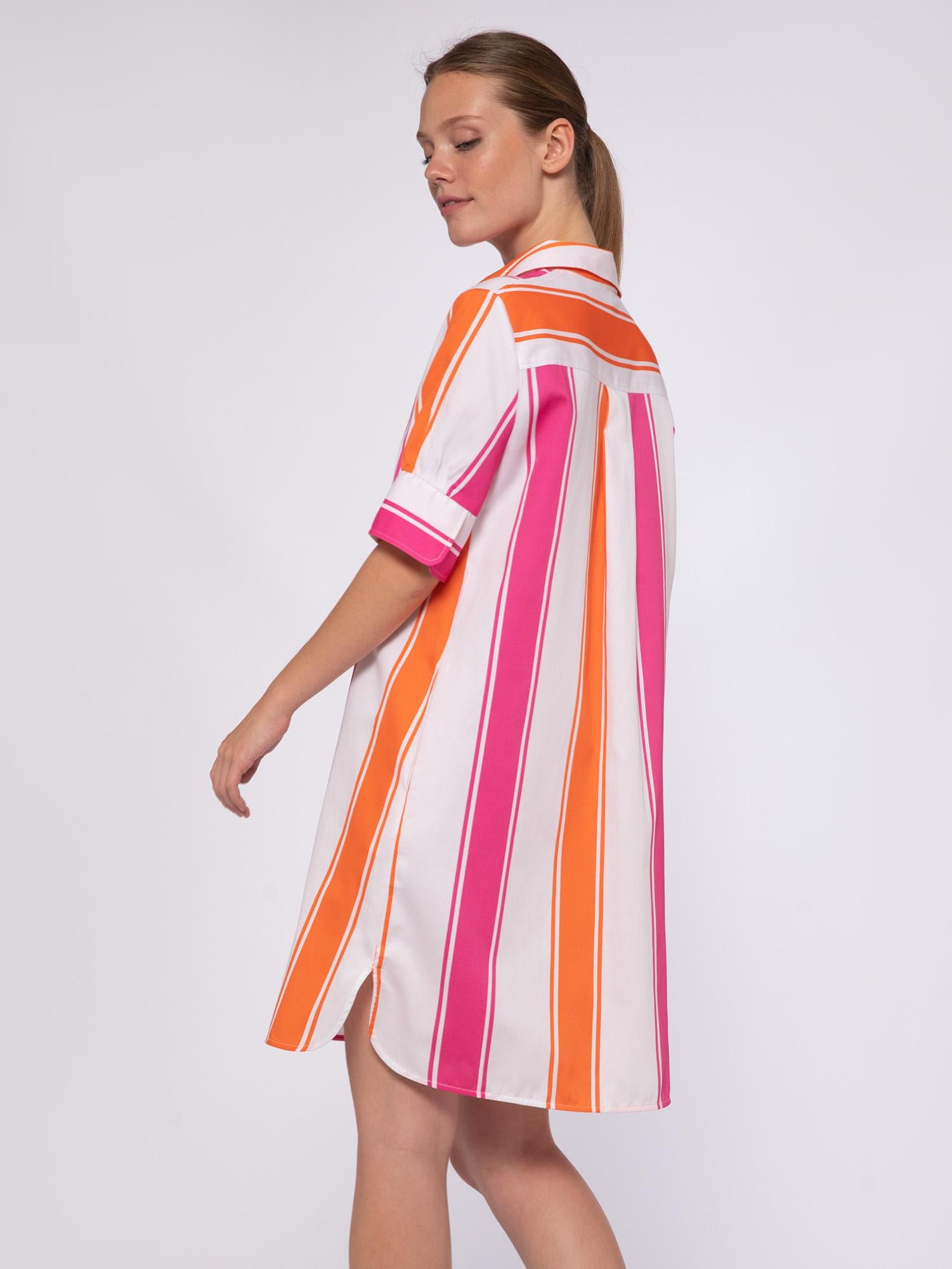 orange and pink stripe dress Women's Sunset Spritz Pink & Orange Stripe Mini Dress | Size: L