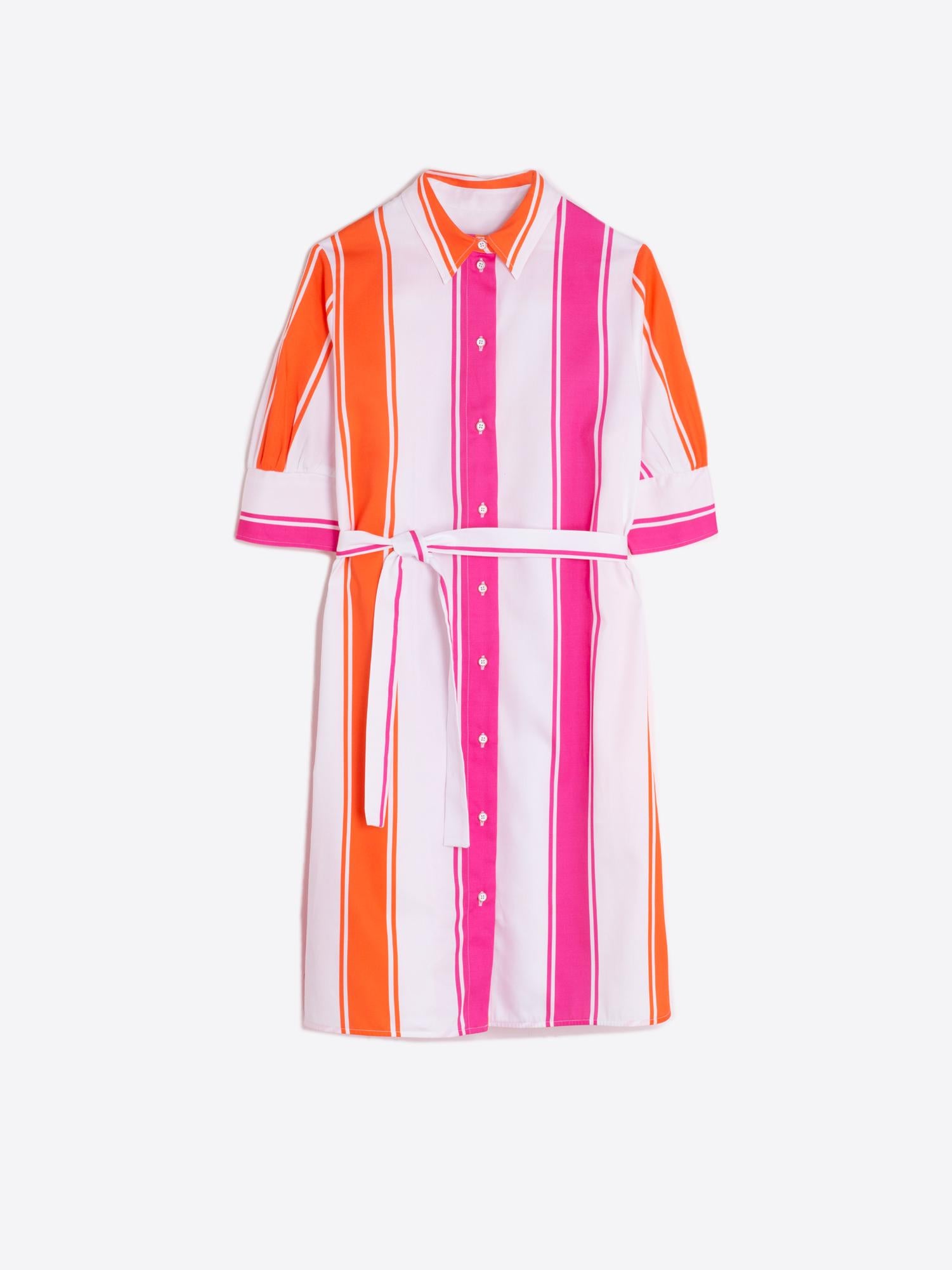 pink and orange shirt dress Sosandar Floral Print Belted Shirt Dress - Pink & Orange