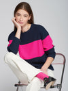 VILAGALLO COLOR BLOCK PULLOVER SWEATER - NAVY & PINK