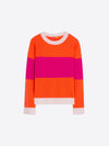 VILAGALLO COLOR BLOCK PULLOVER SWEATER - ORANGE & PINK