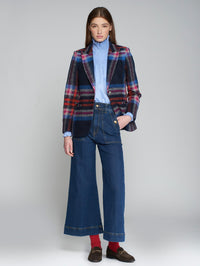 VILAGALLO PLAID JACKET - HEATHER NAVY, PINK & ORANGE