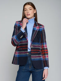 VILAGALLO PLAID JACKET - HEATHER NAVY, PINK & ORANGE