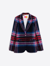 VILAGALLO PLAID JACKET - HEATHER NAVY, PINK & ORANGE