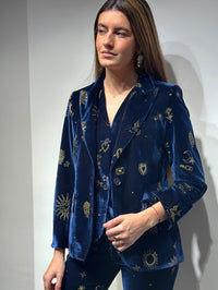 VILAGALLO ZODIAC VELVET JACKET - HEATHER NAVY