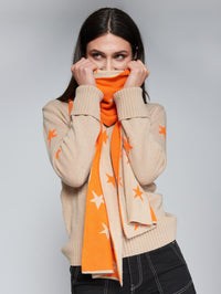 VILAGALLO NEON STARS SCARF - ORANGE & BEIGE