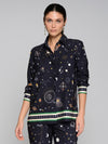 VILAGALLO COSMIC PRINT STRETCH SHIRT - NAVY