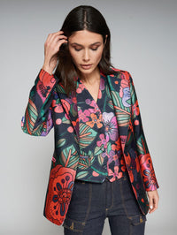 VILAGALLO FLOWER ROCK JACQUARD JACKET - NAVY