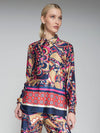 VILAGALLO IRINA PRINT SHIRT - NAVY, PINK & BEIGE