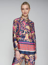 VILAGALLO IRINA PRINT SHIRT - NAVY, PINK & BEIGE