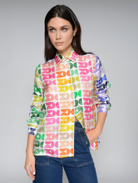 VILAGALLO GEOMETRIC SILK SHIRT - MULTICOLOR