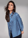 VILAGALLO MARIELA GEOMETRIC SILK SHIRT - BLUE