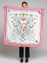 VILAGALLO SHIELD PRINT SILK SCARF - PINK