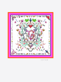 VILAGALLO SHIELD PRINT SILK SCARF - PINK