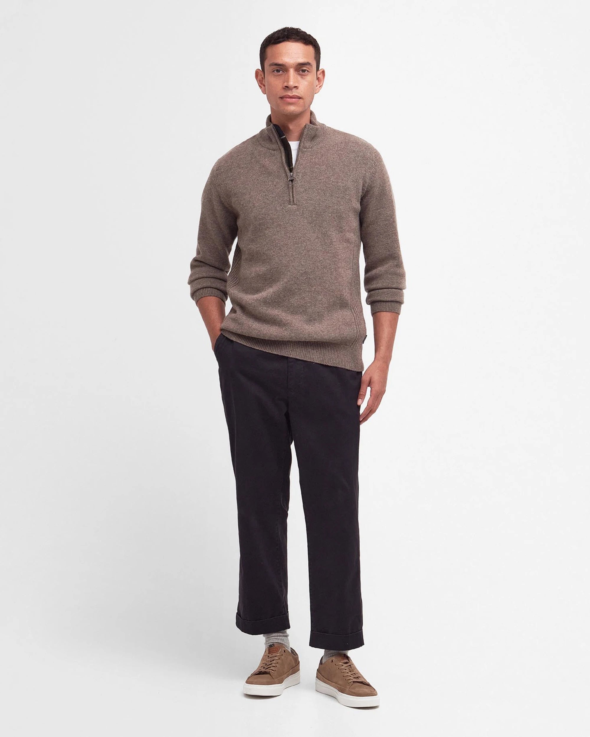 BARBOUR HOLDEN HALF ZIP MEN'S SWEATER - MILITARY MARL