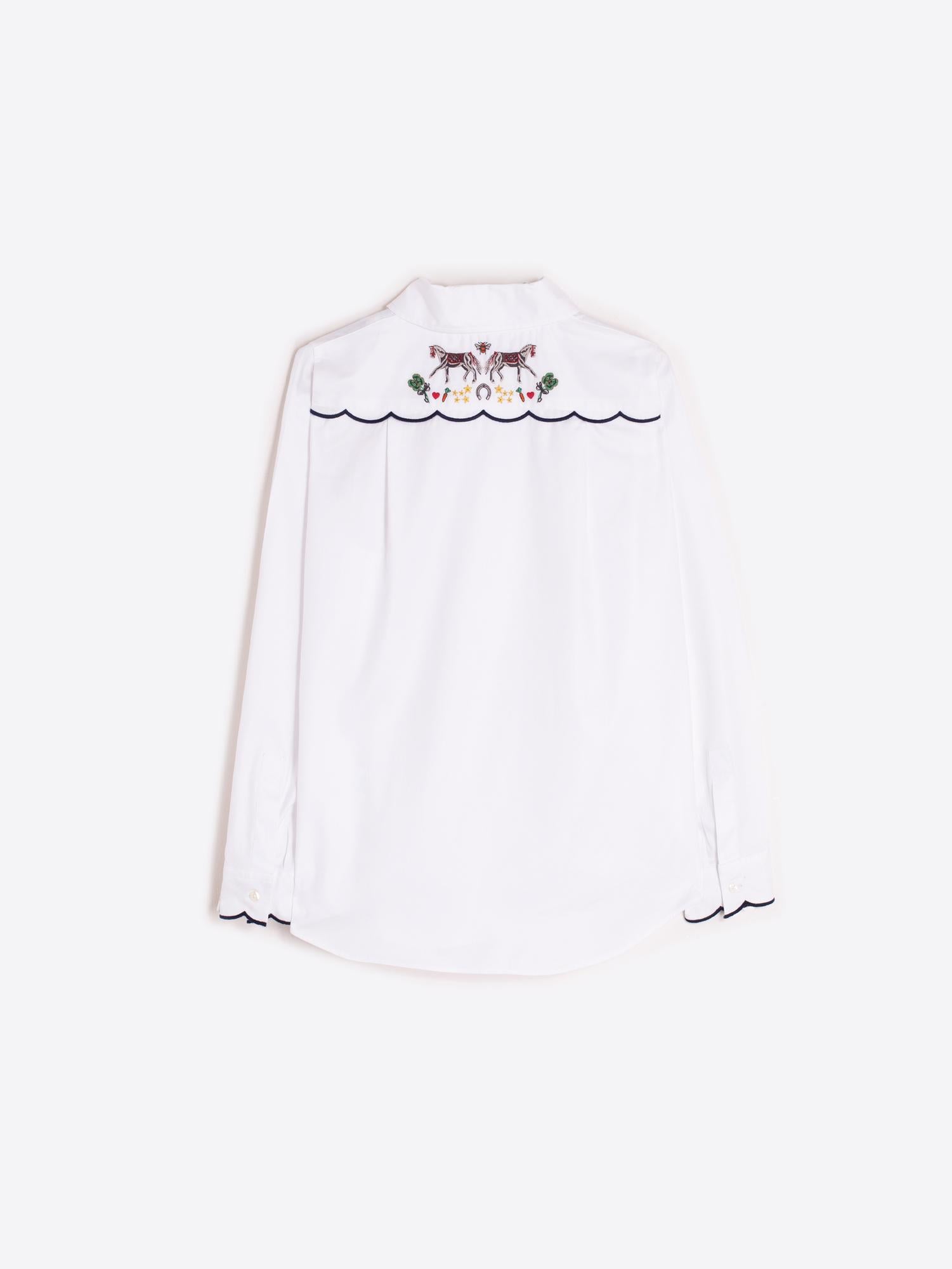 VILAGALLO MAFALDA SHIRT EMB WHITE TWILL