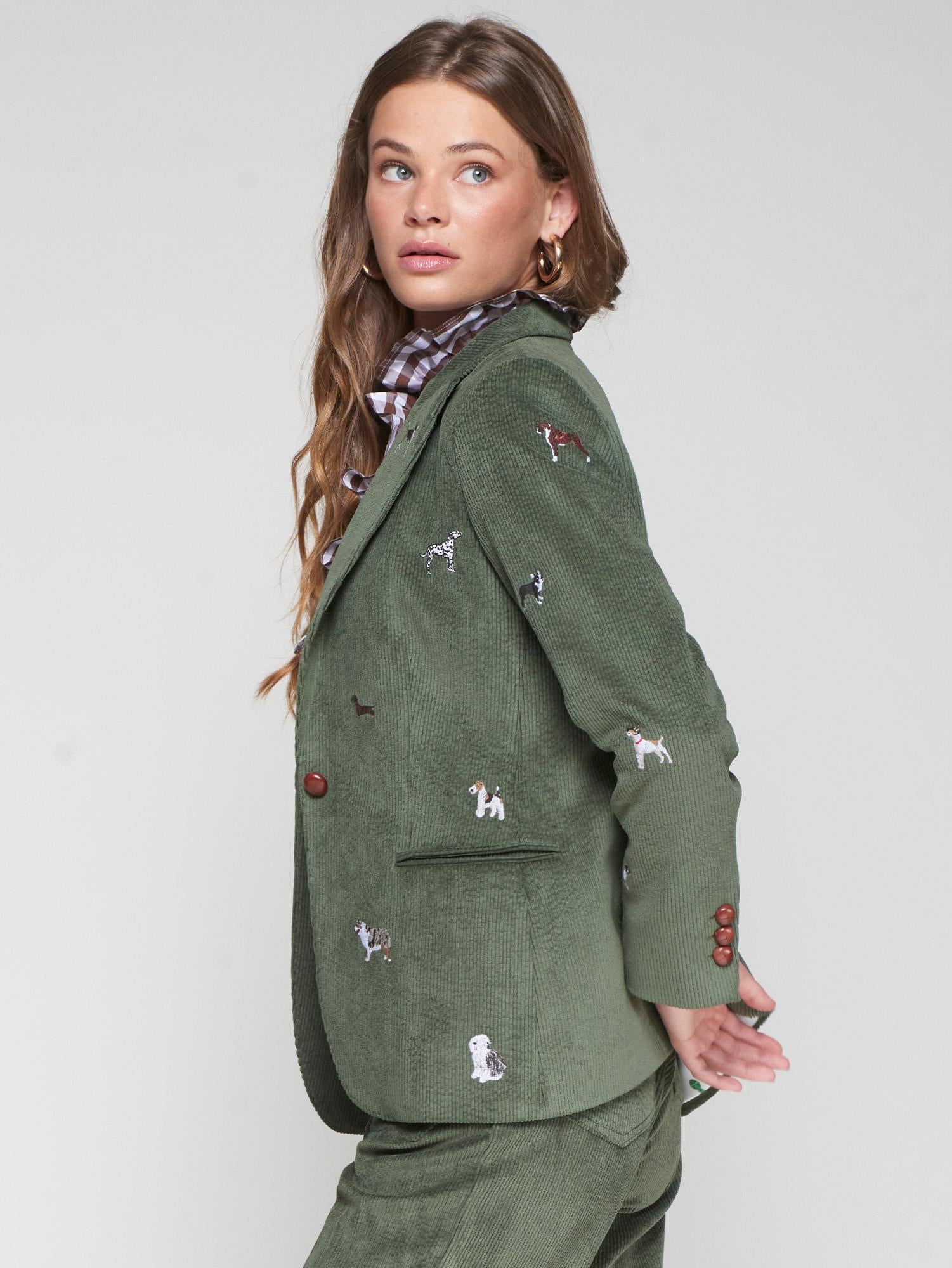 VILAGALLO HEATHER JACKET EMB CORDUROY GREEN HUNTING