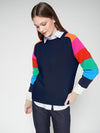 VILAGALLO NAVY MULTICOLOR STRIPED SLEEVE JERSEY KNIT