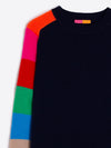 VILAGALLO NAVY MULTICOLOR STRIPED SLEEVE JERSEY KNIT