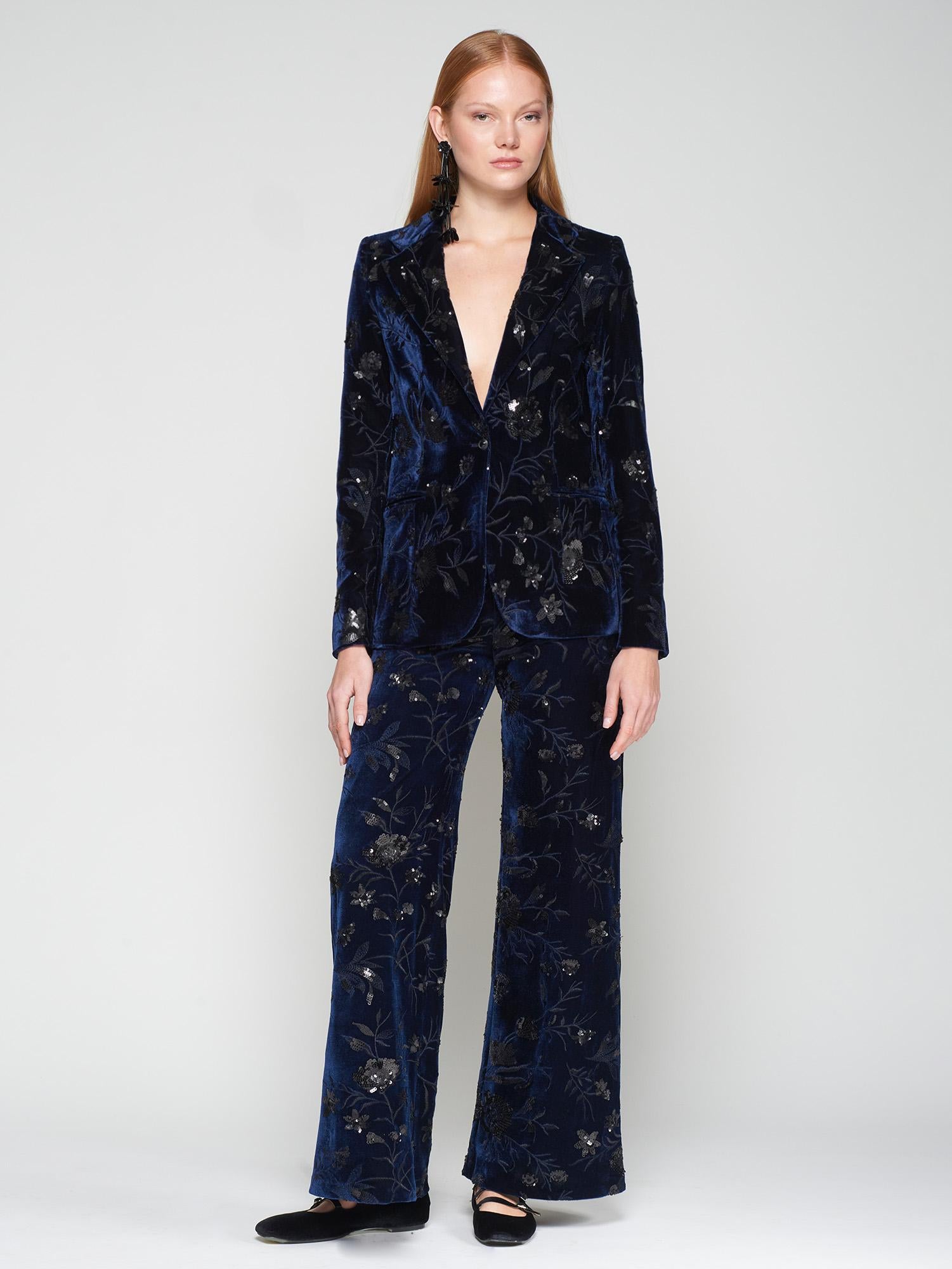 VILAGALLO HELEN VELVET JACKET FLOWER SEQUINS