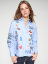 VILAGALLO ISA GRAFFITI OXFORD BLUE SHIRT